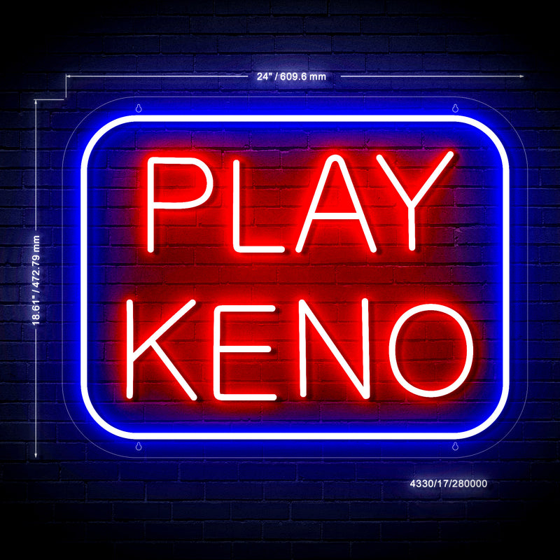 Play Keno Ultra-Bright LED Sign with Remote (Neon-Style, LED Technology) - LED Gift Works
