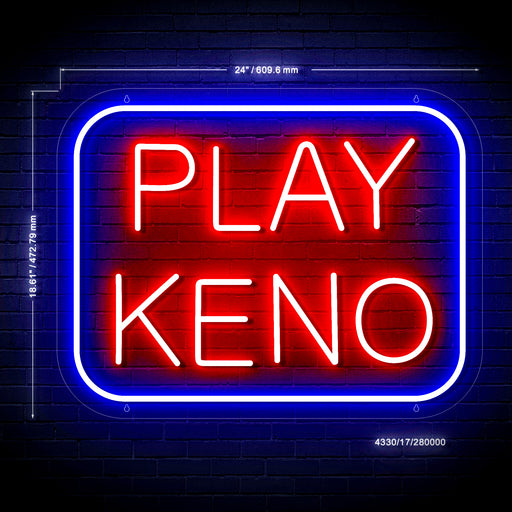 Play Keno Ultra-Bright LED Sign with Remote (Neon-Style, LED Technology) - Way Up Gifts