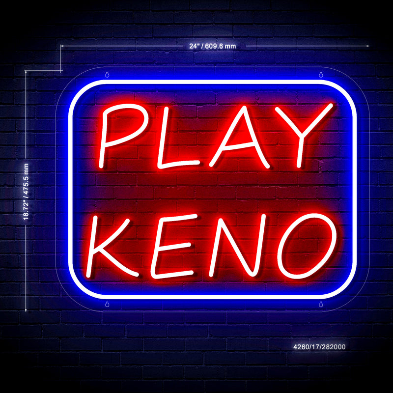Play Keno Ultra-Bright LED Sign with Remote (Neon-Style, LED Technology) - LED Gift Works