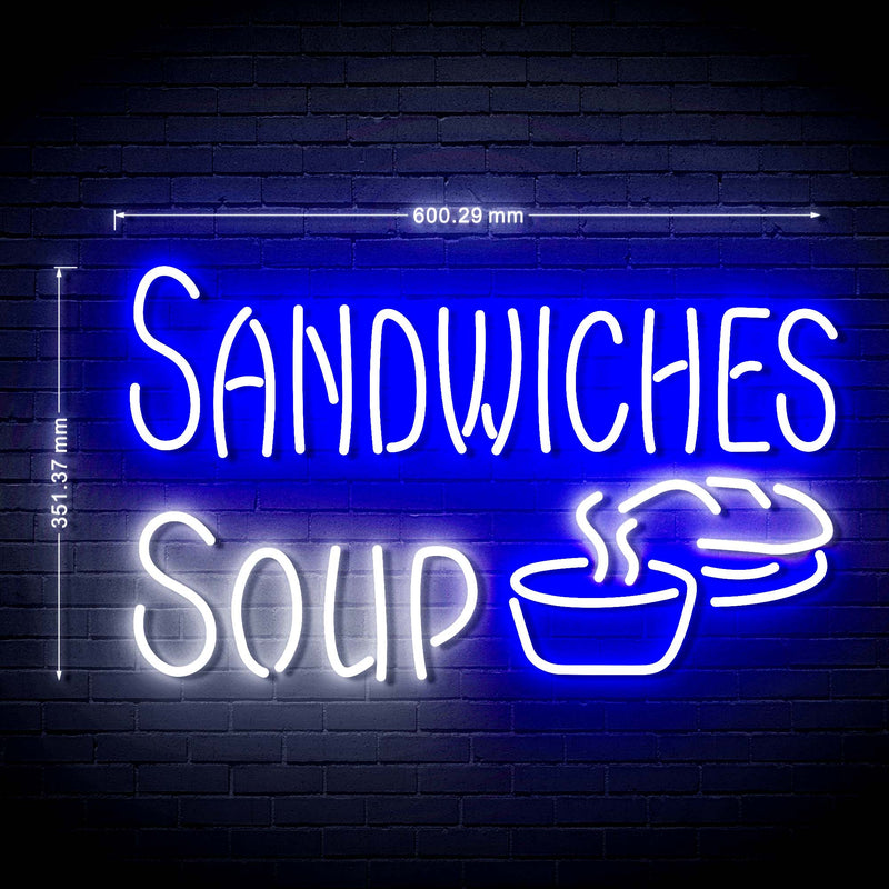 Cafe Sandwiches Soup Ultra-Bright LED Sign with Remote (Neon-Style, LED Technology) - LED Gift Works