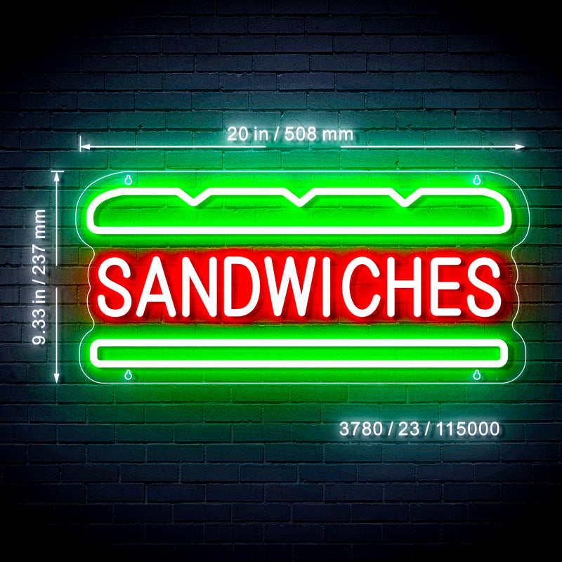 Sandwiches Ultra-Bright LED Sign with Remote (Neon-Style, LED Technology) - LED Gift Works