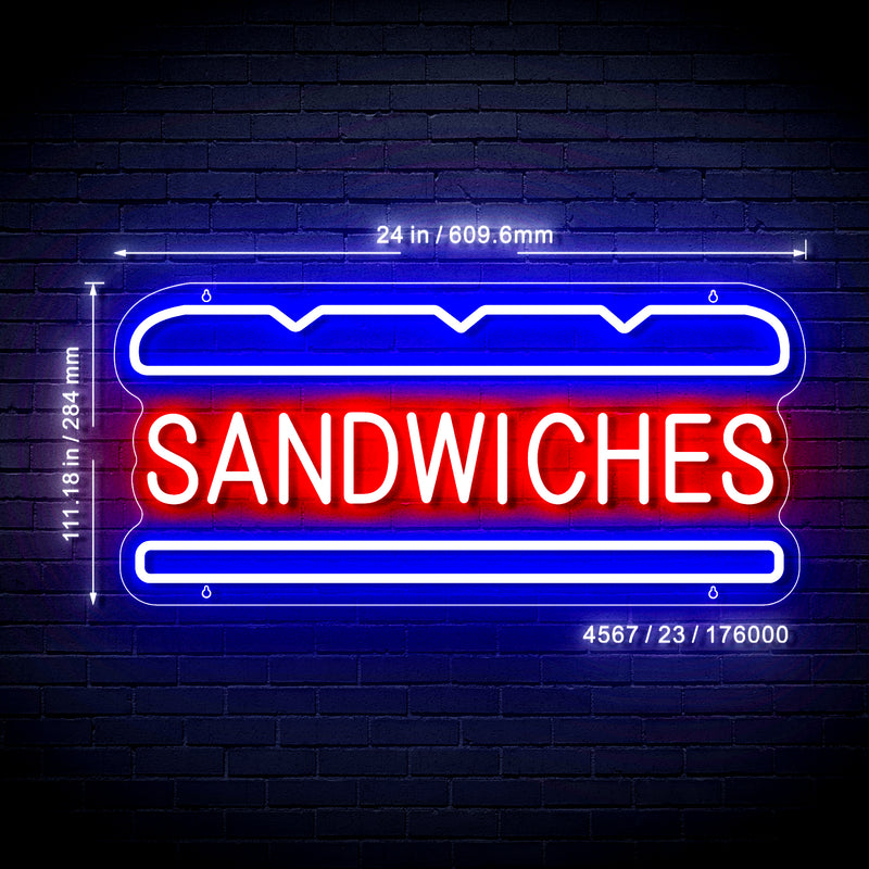 Sandwiches Ultra-Bright LED Sign with Remote (Neon-Style, LED Technology) - LED Gift Works