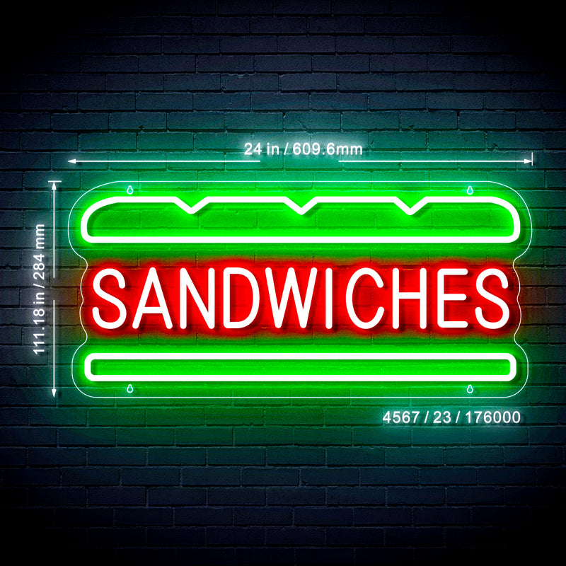 Sandwiches Ultra-Bright LED Sign with Remote (Neon-Style, LED Technology) - LED Gift Works