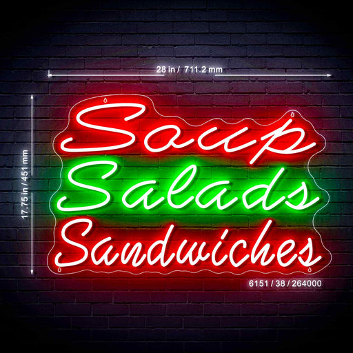 Soup Salads Sandwiches Ultra-Bright LED Sign with Remote (Neon-Style, LED Technology) - LED Gift Works