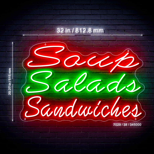 Soup Salads Sandwiches Ultra-Bright LED Sign with Remote (Neon-Style, LED Technology) - LED Gift Works