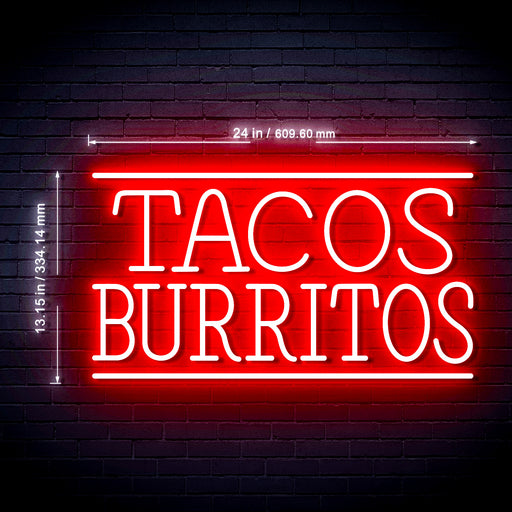 Mexican Tacos Burritos Ultra-Bright LED Sign with Remote (Neon-Style, LED Technology) - LED Gift Works