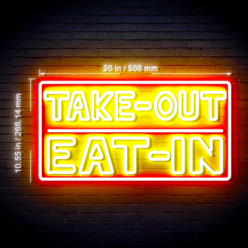 Restaurant Diner Take Out Eat In Ultra-Bright LED Sign with Remote (Neon-Style, LED Technology) - LED Gift Works
