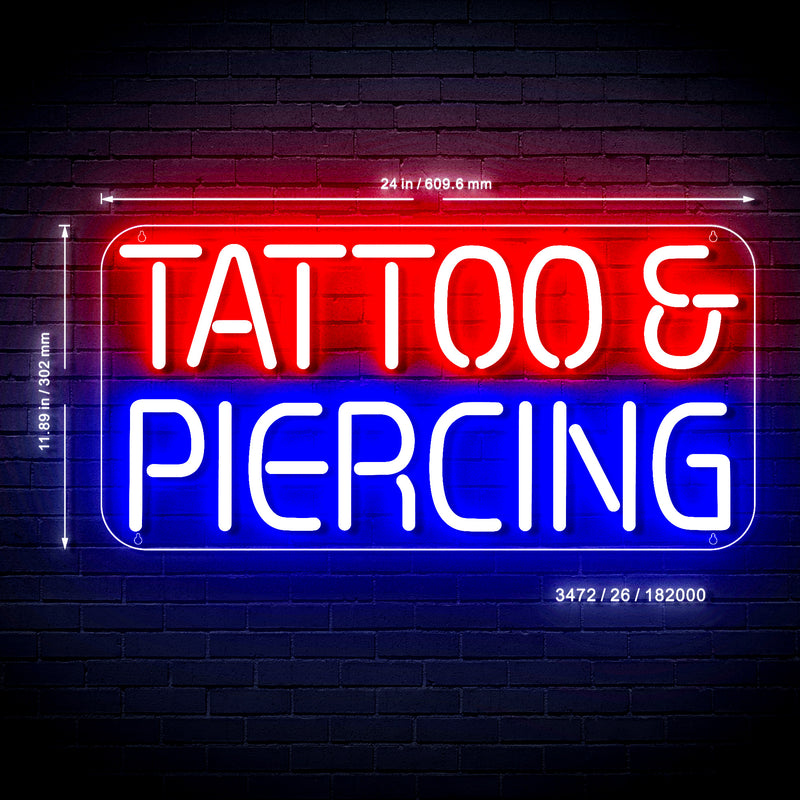 Tattoo Piercing Ultra-Bright LED Sign with Remote (Neon-Style, LED Technology) - LED Gift Works