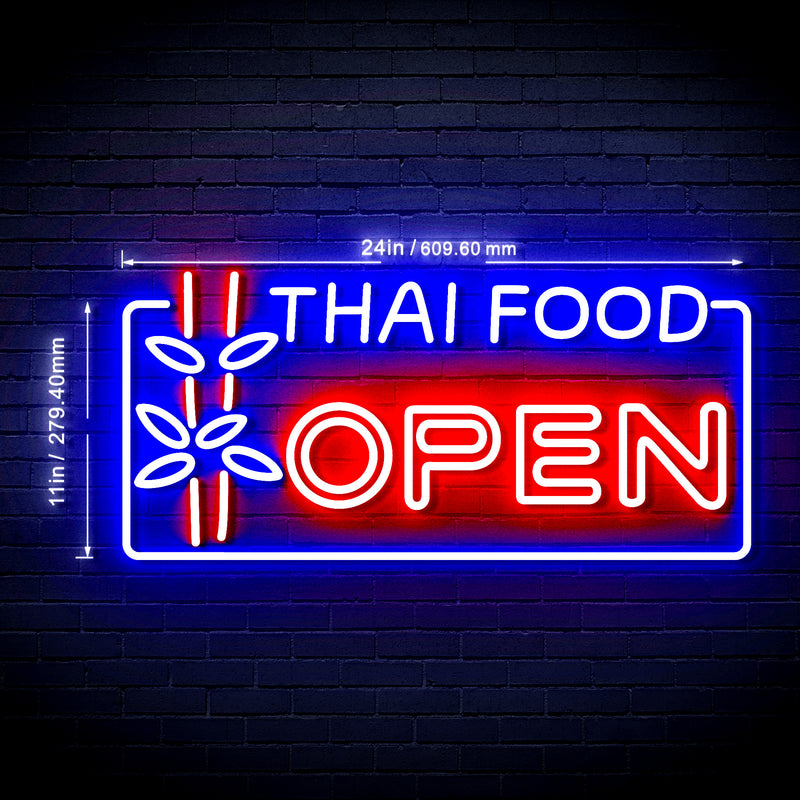 Open Restaurant Thai Food Ultra-Bright LED Sign with Remote (Neon-Style, LED Technology) - LED Gift Works