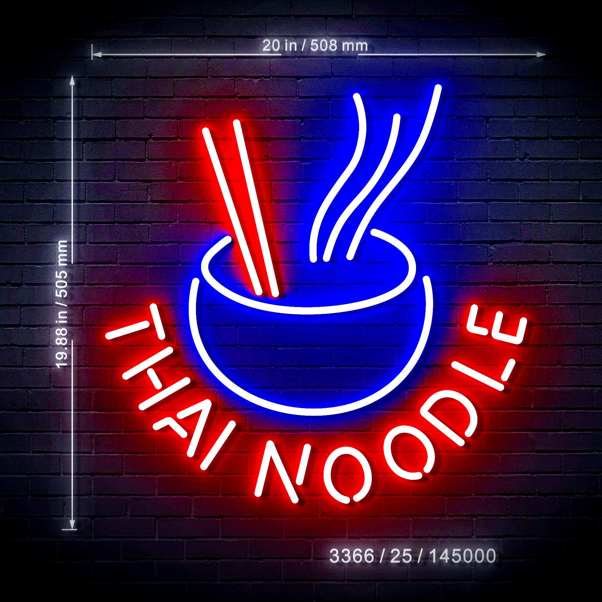 Noodles Led Sign Thai Noodle Ultra-Bright LED Sign with Remote (Neon-Style, LED Technol ...