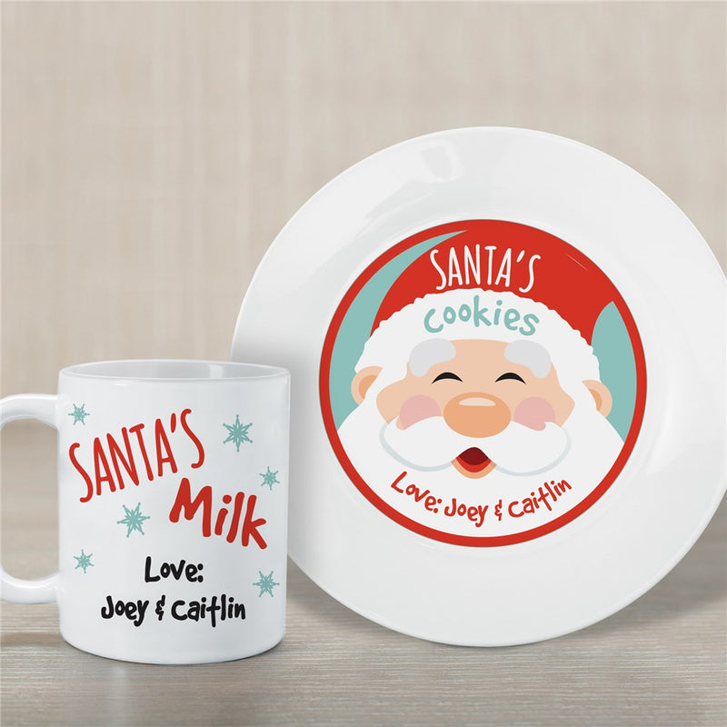 Cookies for Santa Plate and Mug Set - Custom Santa Cookie Plate & Mug Combo - LED Gift Works