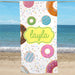 Donut Pattern Custom Name Beach Towel - Sweet Treat - Way Up Gifts