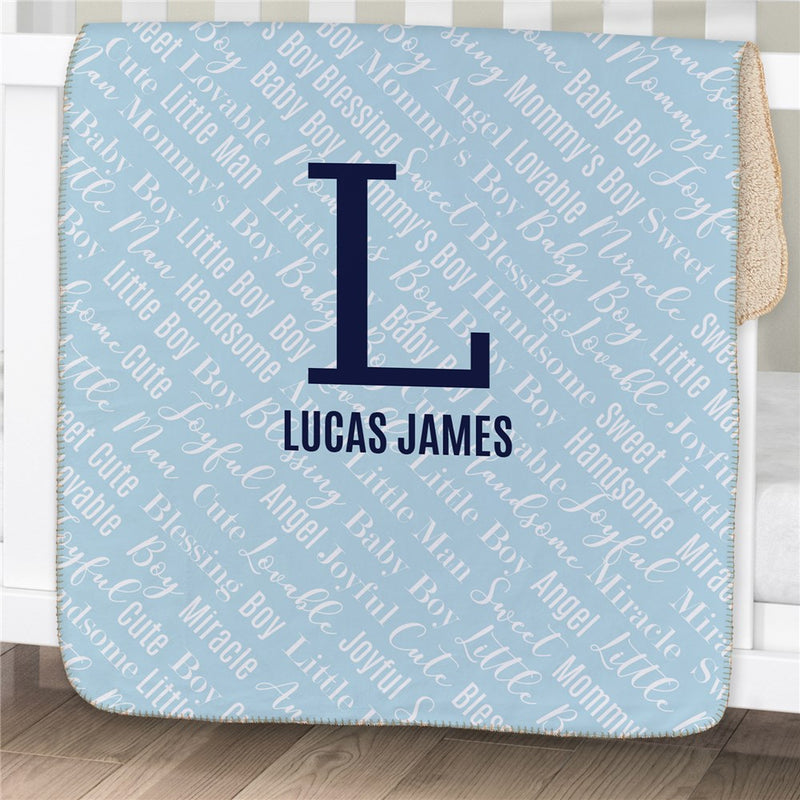 Personalized Baby Name Sherpa Baby Blanket - Custom Name Baby Blanket - LED Gift Works