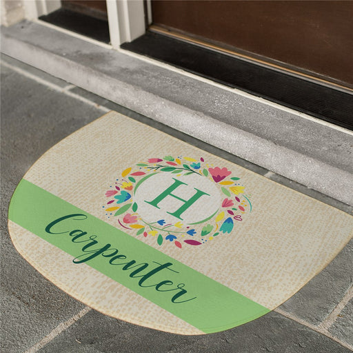 Colorful Wreath Personalized Doormat - Custom Welcome Mat - Way Up Gifts