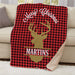 Personalized Plaid Deer Christmas Sherpa Blanket 50x60 - Large Rustic Christmas Throw - Way Up Gifts