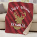 Personalized Plaid Deer Christmas Sherpa Blanket - Rustic Holiday Plaid Blanket - Way Up Gifts
