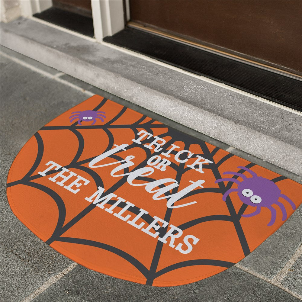 Trick or Treat Personalized Doormat - Custom Halloween Mat — LED Gift Works