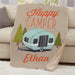 Personalized Happy Camper Sherpa Blanket - Custom Camping Gift Throw - Way Up Gifts
