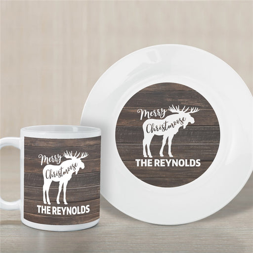 Merry Christmoose Set - Personalized Mug and Plate Gift - Way Up Gifts