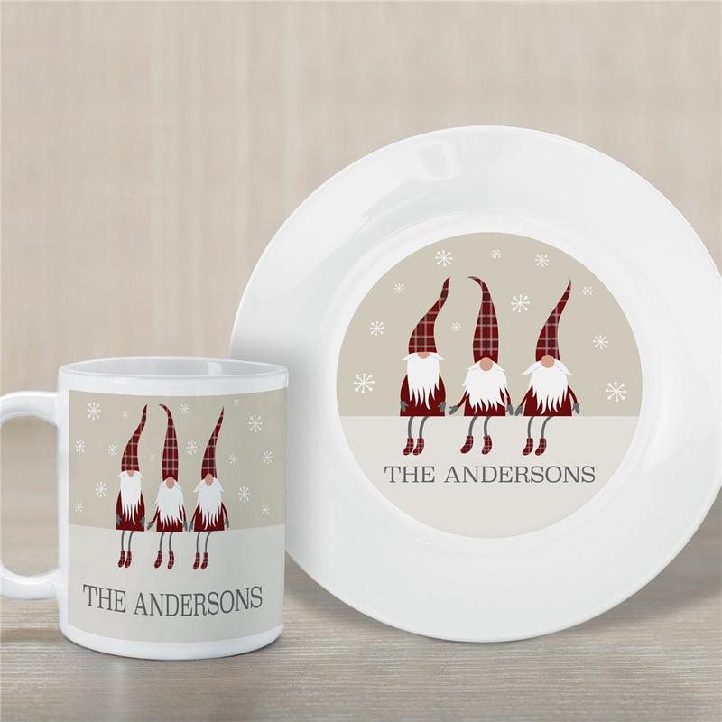 Welcome Gnome Plate & Mug Set - Personalized Gnome Coffee Set - LED Gift Works