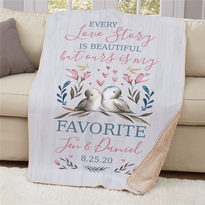 Personalized Every Love Story Is Beautiful Sherpa Blanket - Sentimental Gift Blanket - LED Gift Works