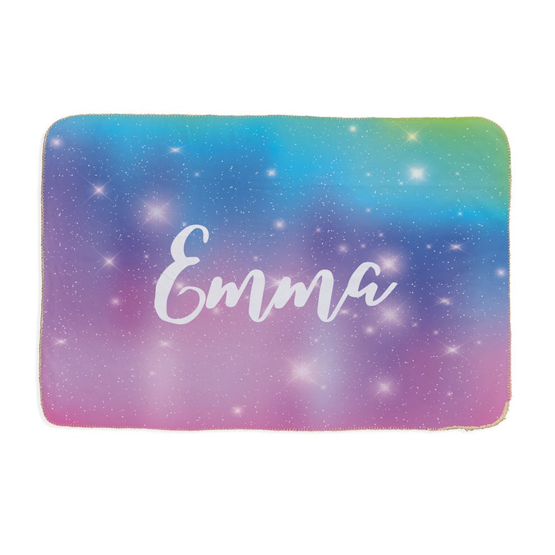 Personalized Rainbow Sherpa Blanket - Colorful Personalized Kids Blanket - LED Gift Works