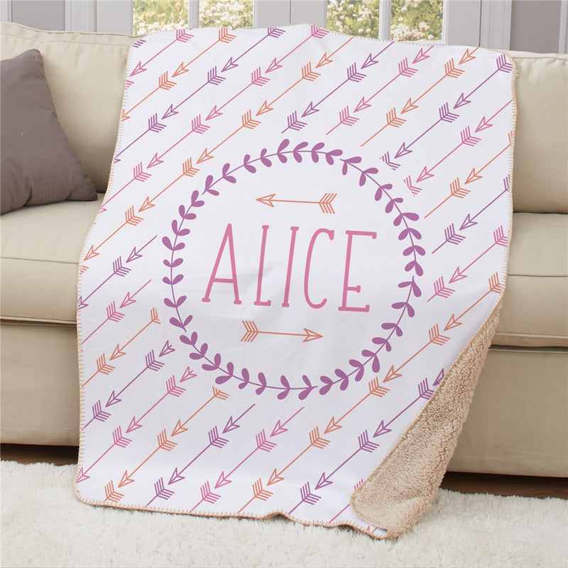 Personalized Arrows Sherpa Blanket 50X60 - Large Arrow Pattern Throw - LED Gift Works