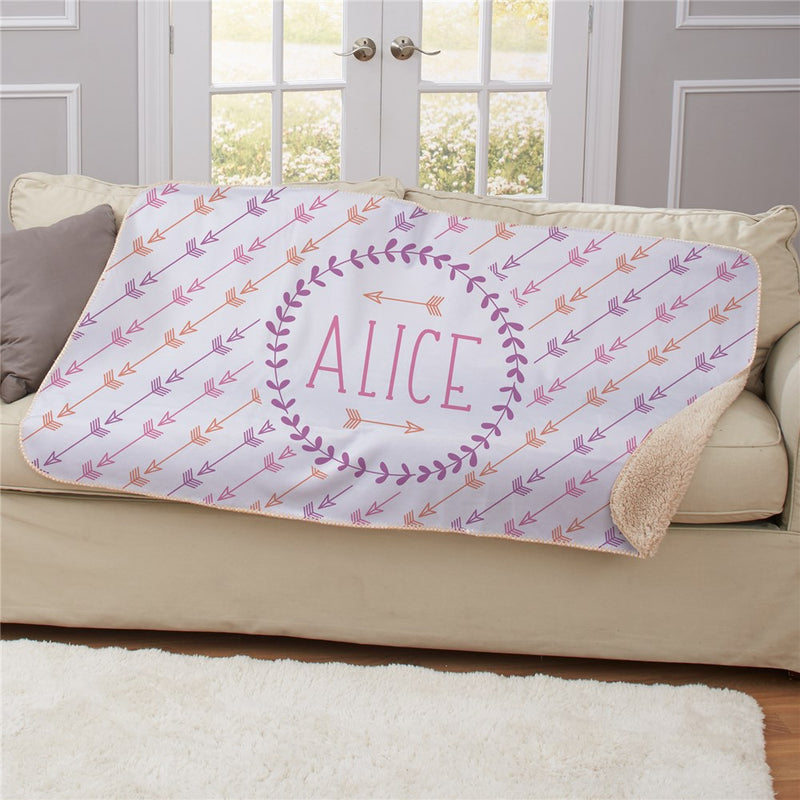 Personalized Arrows Sherpa Blanket - Arrow Design Blanket - LED Gift Works