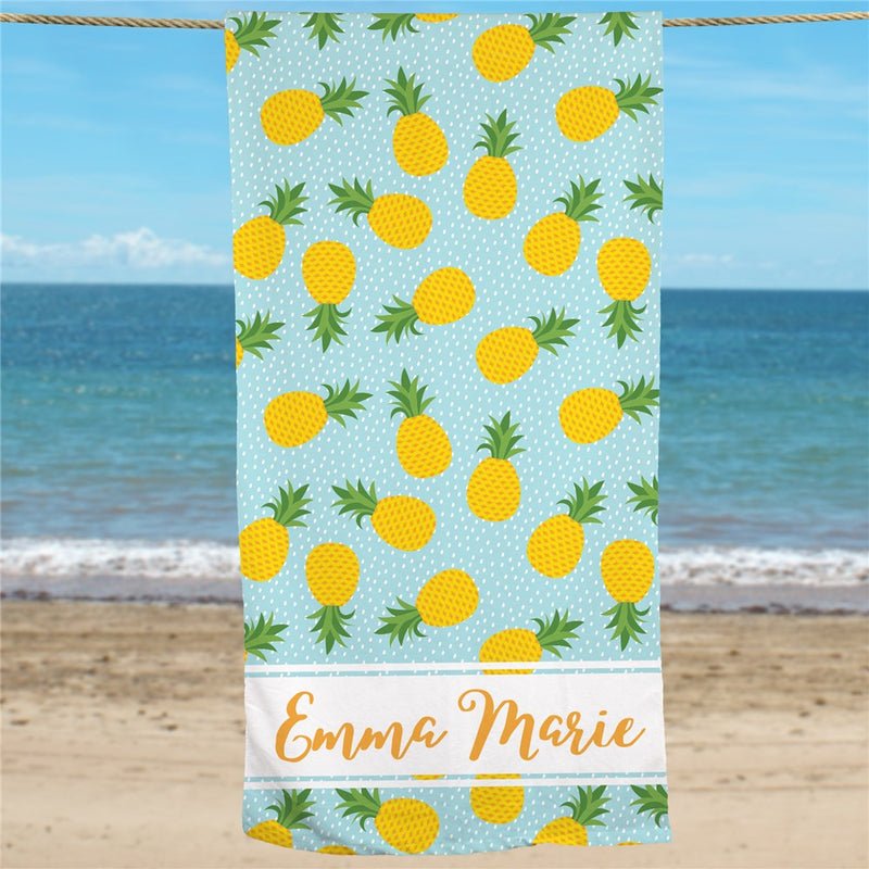 Pineapple Paradise Personalized Beach Towel - LED Gift Works