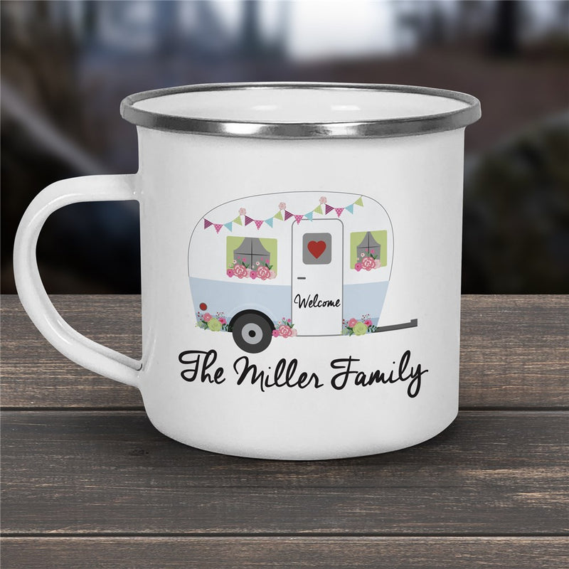Spring Camper Coffee Mug - Personalized Camping Mug with Floral Design - LED Gift Works