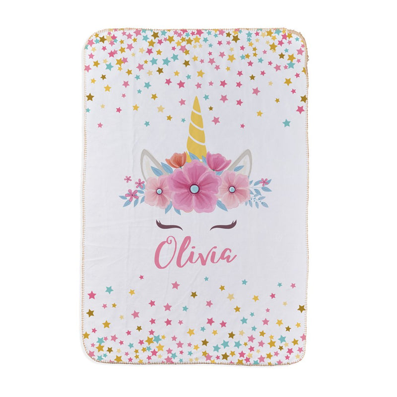 Personalized Unicorn Princess Sherpa Blanket - Royal Themed Girl's Blanket - LED Gift Works