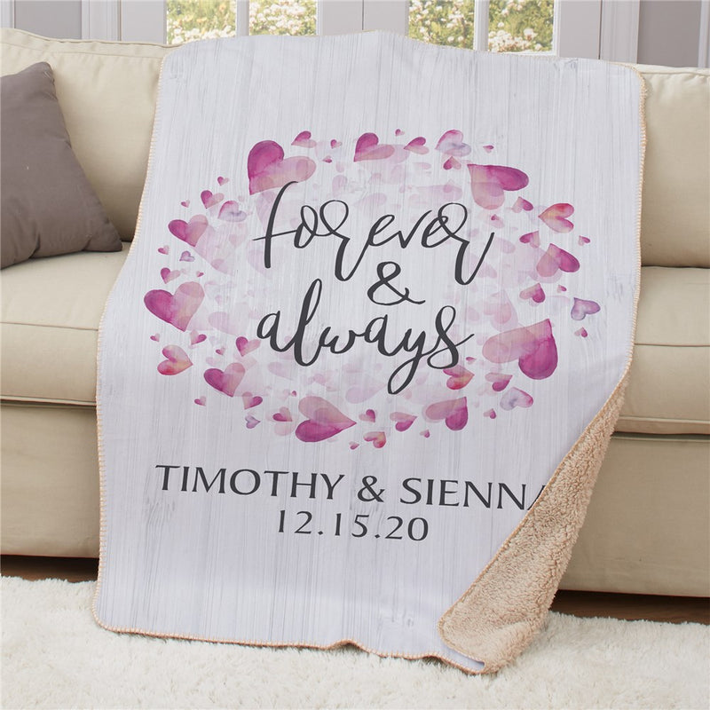 Personalized Forever And Always Sherpa Blanket - Romantic Personalized Throw - LED Gift Works