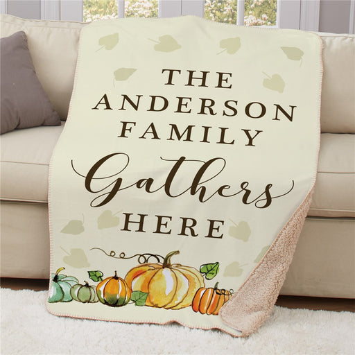 Personalized Fall Pumpkin Sherpa Blanket - Seasonal Pumpkin Throw Blanket - Way Up Gifts
