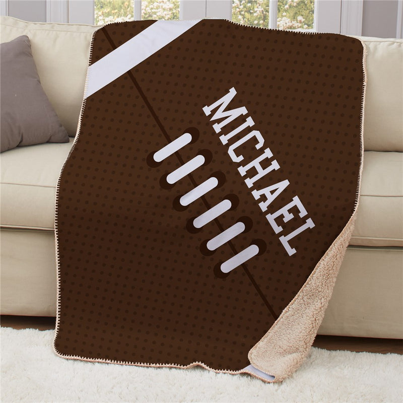 Personalized Football Sherpa Blanket - Sports Fan Football Blanket - LED Gift Works