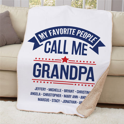 Personalized My Favorite People Banner Sherpa Blanket 50x60 - Large Family Quote Blanket - Way Up Gifts