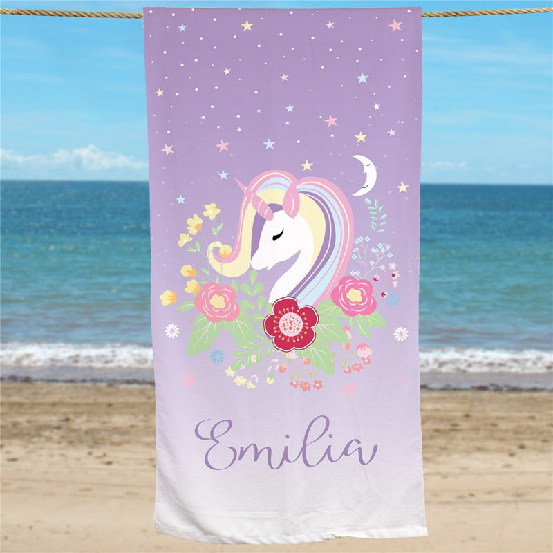 Magical Unicorn Personalized Beach Towel for Girls - LED Gift Works