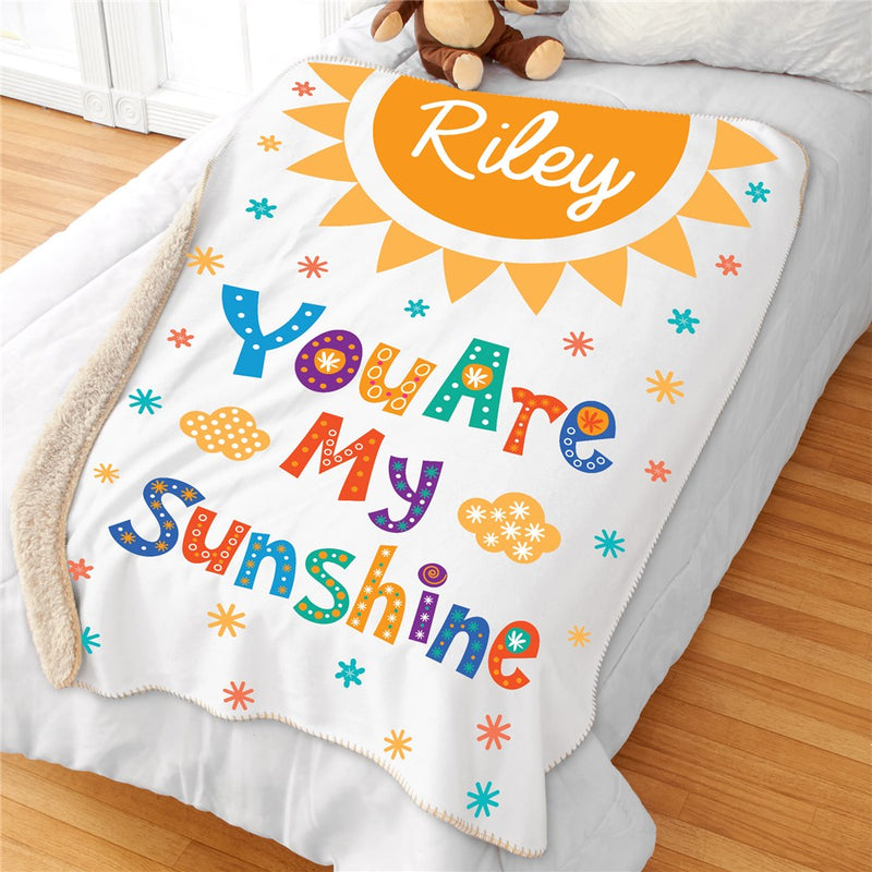 Personalized You Are My Sunshine Sherpa Blanket - Custom Quote Throw Gift - LED Gift Works