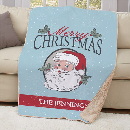 Personalized Merry Christmas Santa 37x57 Sherpa Blanket - Personalized Santa Blanket for Christmas - Way Up Gifts