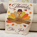 Personalized Give Thanks Turkey With Hat 50X60 Sherpa Blanket - Thanksgiving Holiday Throw - Way Up Gifts