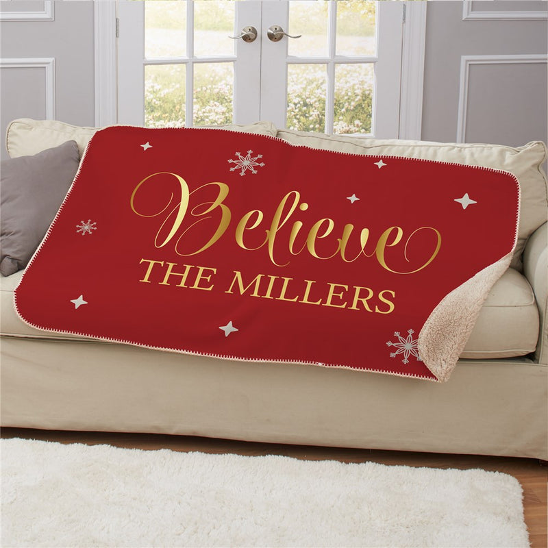 Personalized Believe 50X60 Sherpa Blanket - Large Inspirational Blanket - LED Gift Works