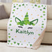 Personalized St. Patricks Day Unicorn Sherpa Blanket 37" x 57" - Lucky Irish Unicorn Throw - Way Up Gifts