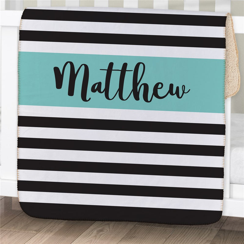 Personalized Baby Stripes Baby Blanket - Cute Striped Baby Throw - LED Gift Works