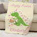 Personalized Floral Happy Easter Dinosaur Sherpa Blanket - Easter Baby Blanket - Way Up Gifts