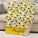 Personalized Sunflowers Sherpa Blanket - Sunny Floral Personalized Blanket - Way Up Gifts