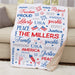 Personalized Fourth Of July Word Art Sherpa Blanket - Patriotic 4th of July Throw - Way Up Gifts