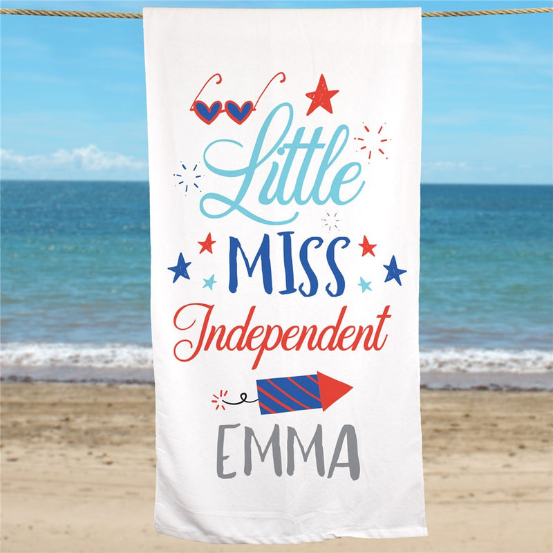 Little Miss Independent Personalized Beach Towel - LED Gift Works