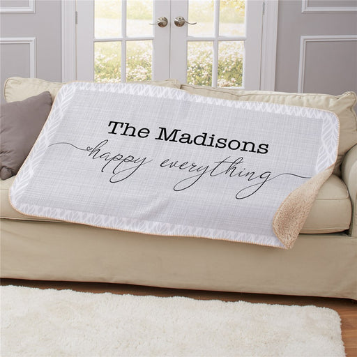 Personalized Happy Everything Sherpa Blanket - Celebration Personalized Gift Blanket - Way Up Gifts