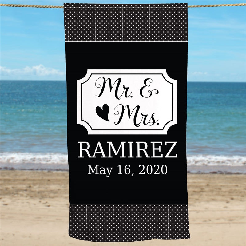 Mr. & Mrs. Honeymoon Custom Couples Beach Towel - LED Gift Works