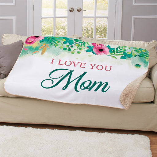 Personalized Floral Garden Sherpa Blanket - Garden Inspired Throw Blanket - Way Up Gifts