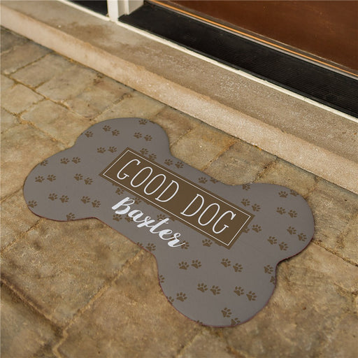 Good Dog Bone Personalized Rug - Custom Pet Feeding Mat - Way Up Gifts